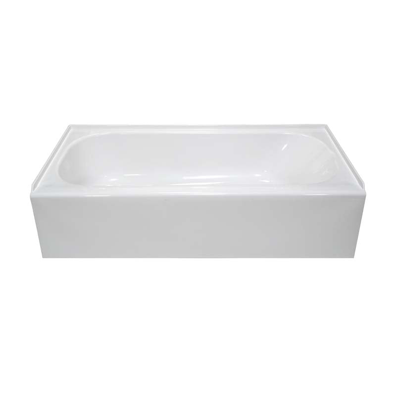 Lyons Industries VTL01542716L White Acrylic 54" Wide Apron Front Bath Tub with Left Hand Drain