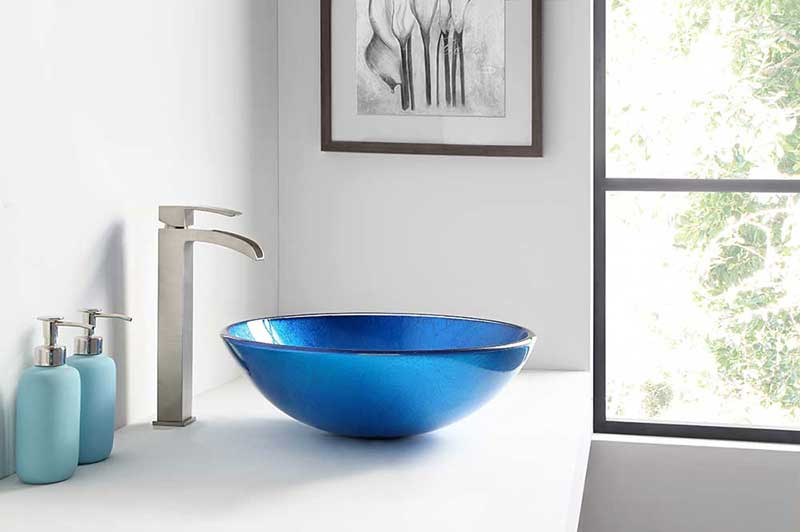Anzzi Clavier Series Deco-Glass Vessel Sink in Lustrous Blue Finish 7