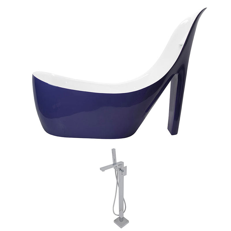 Anzzi Gala 6.7 ft. Acrylic Freestanding Non-Whirlpool Bathtub in Violet and Dawn Series Faucet in Chrome