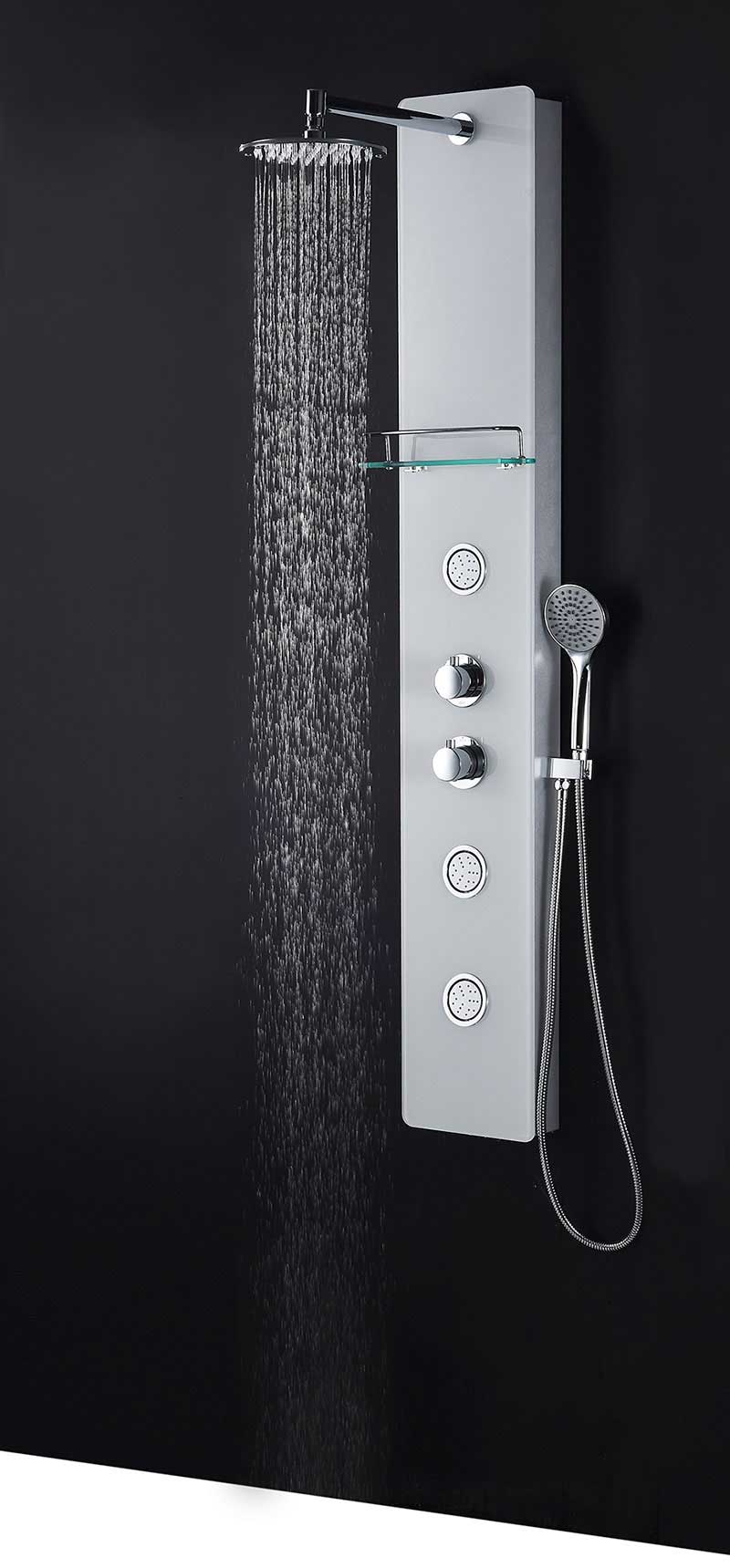 Anzzi SAVANNAH Series 60 in. Full Body Shower Panel System with Heavy Rain Shower and Spray Wand in White 4
