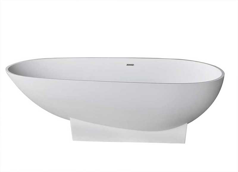 Anzzi Volo 5.9 ft. Man-Made Stone Freestanding Non-Whirlpool Bathtub in Matte White and Dawn Series Faucet in Chrome 4