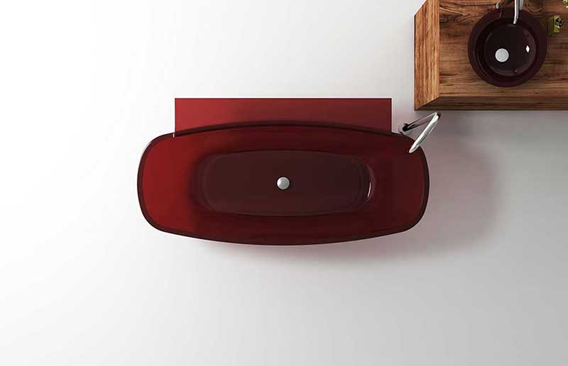 Anzzi Vida 5.2 ft. Man-Made Stone Freestanding Non-Whirlpool Bathtub in Deep Red and Sens Series Faucet in Chrome 4