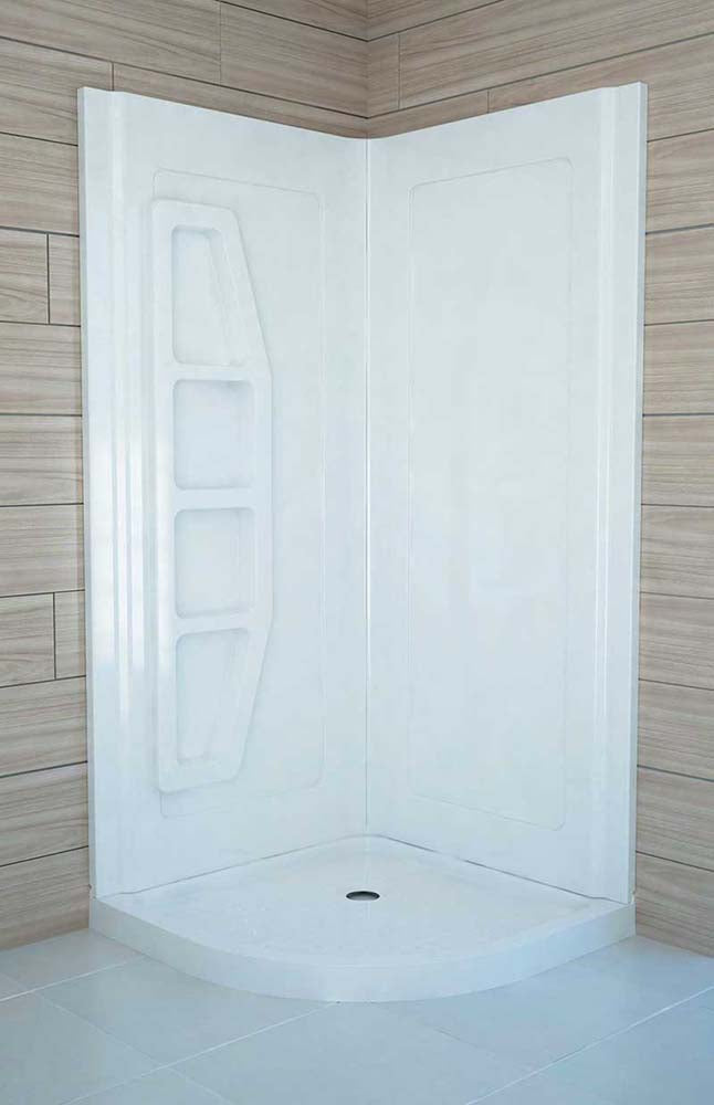 Anzzi Sharman 36 x 36 x 74 2-Piece DIY Friendly Corner Shower Surround in White - SW-AZ8073