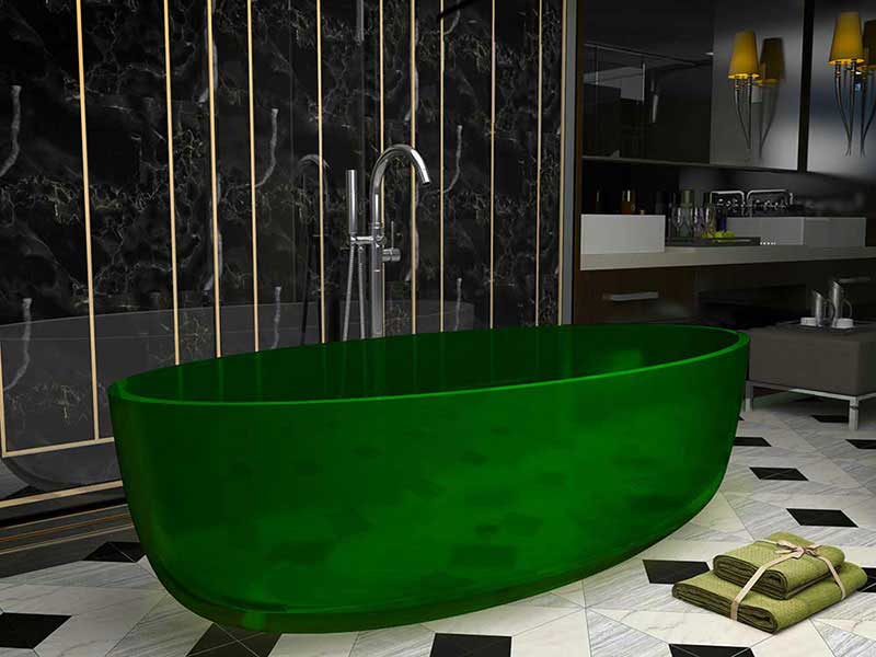 Opal 67 in. One Piece Anzzi Stone Freestanding Bathtub in Translucent Emerald Green  2