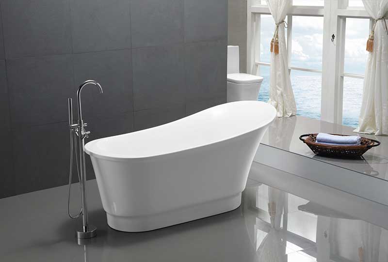 Anzzi Prima 67 in. Acrylic Flatbottom Non-Whirlpool Bathtub in White FT-AZ095 2