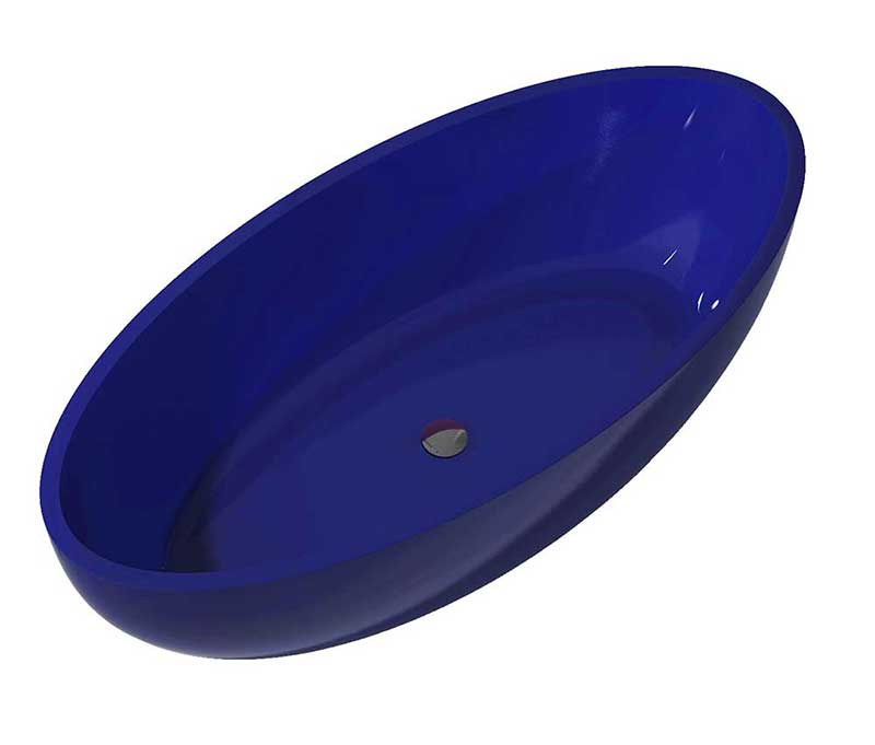 Anzzi Opal 5.6 ft. Man-Made Stone Freestanding Non-Whirlpool Bathtub in Regal Blue and Kase Series Faucet in Chrome 2
