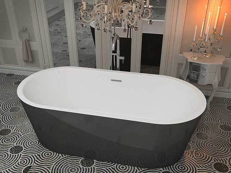 Anzzi Dualita 66.75 in. One Piece Acrylic Freestanding Bathtub in Glossy Black and White 2