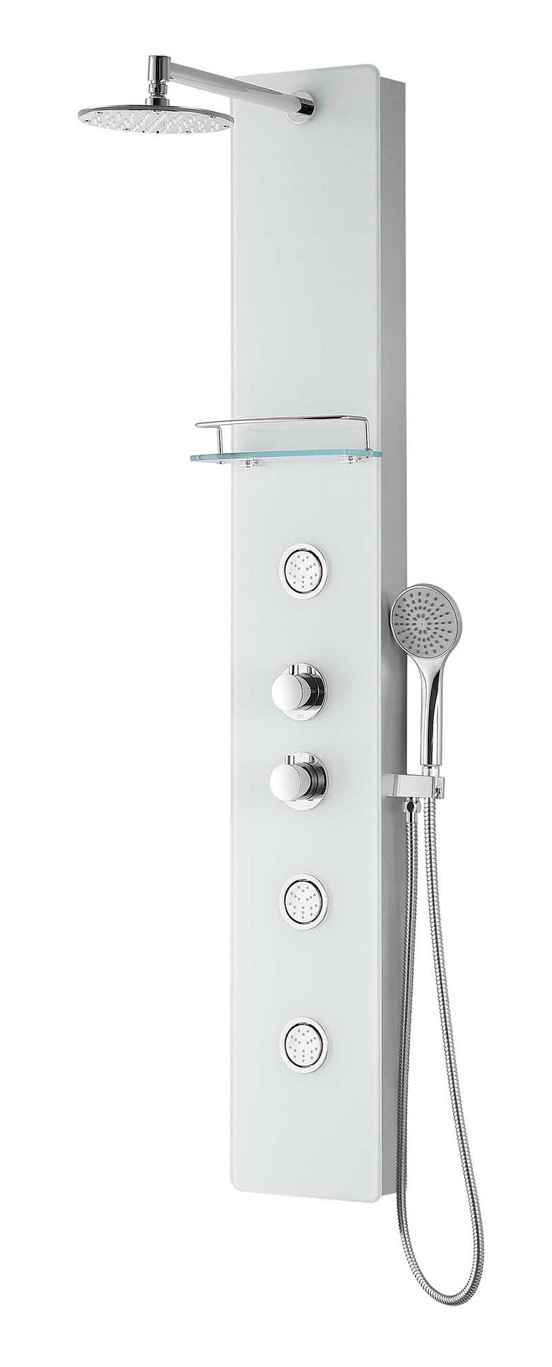 Anzzi SAVANNAH Series 60 in. Full Body Shower Panel System with Heavy Rain Shower and Spray Wand in White
