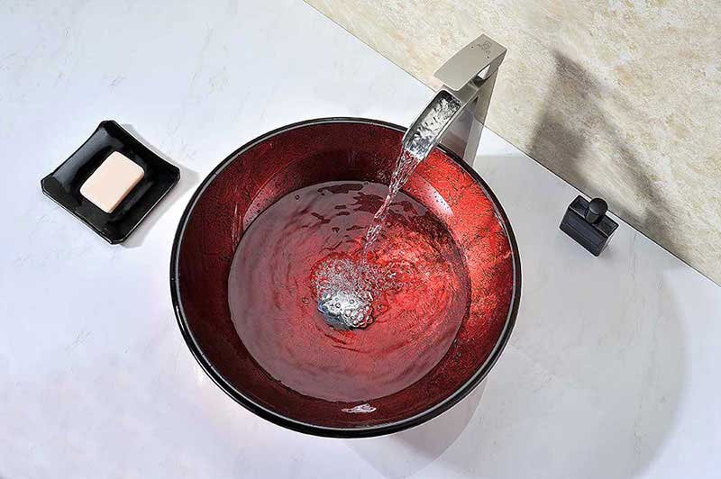 Anzzi Crown Series Deco-Glass Vessel Sink in Lustrous Red 2