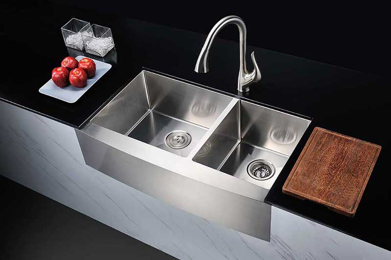 Anzzi ELYSIAN Series 36 in. Farm House 60/40 Dual Basin Handmade Stainless Steel Kitchen Sink 3