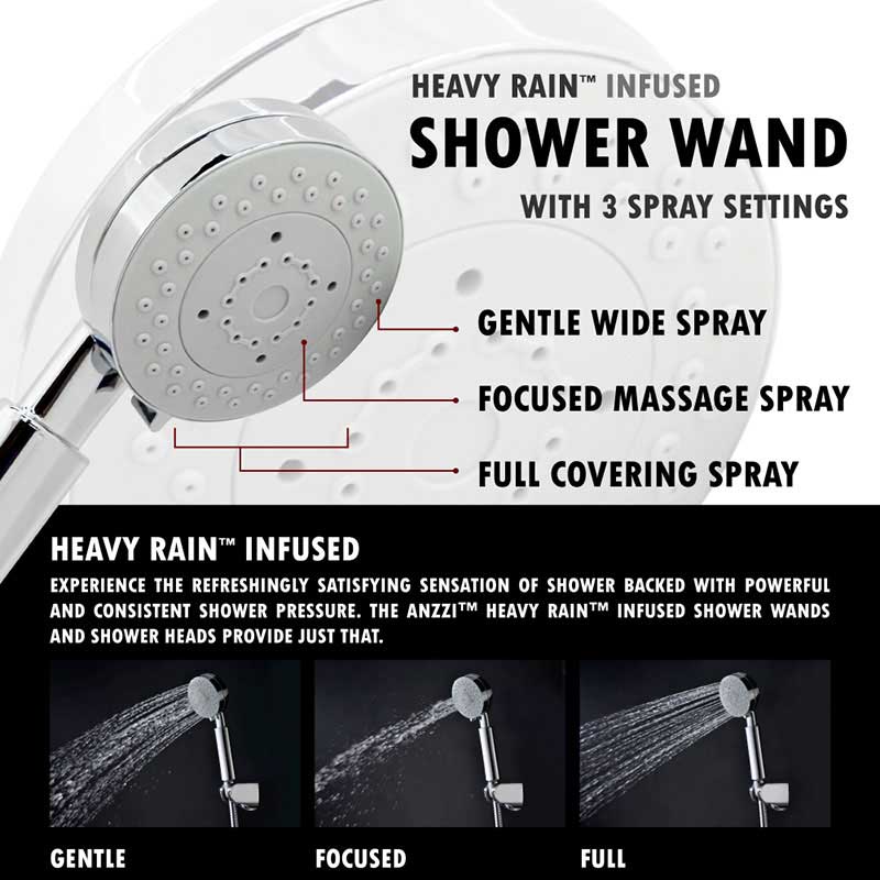 Anzzi Pure 59 in. 3-Jetted Full Body Shower Panel with Heavy Rain Shower and Spray Wand in Mahogany Style Deco-Glass 4