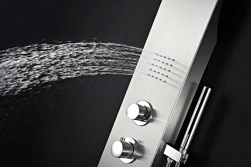 Anzzi ANCHORAGE Series 60 in. Full Body Shower Panel System with Heavy Rain Shower and Spray Wand in Brushed Steel 9