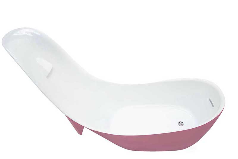 Anzzi Gala 80 in. One Piece Acrylic Freestanding Bathtub in Glossy Pink and White  5