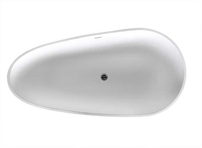 Anzzi Fiume 5.6 ft. Man-Made Stone Freestanding Non-Whirlpool Bathtub in Matte White and Sens Series Faucet in Chrome 3