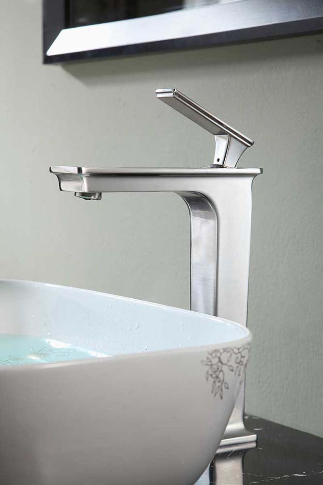 Anzzi Saunter Single Hole Single-Handle Vessel Bathroom Faucet in Brushed Nickel L-AZ121BN 2