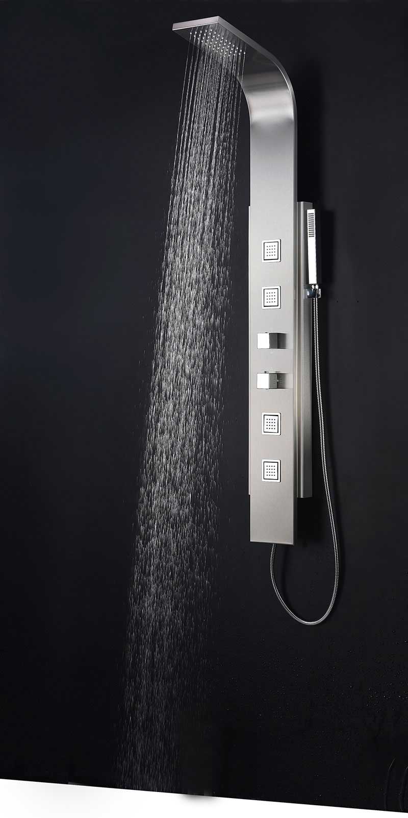 Anzzi VISOR Series 60 in. Full Body Shower Panel System with Heavy Rain Shower and Spray Wand in Brushed Steel 7