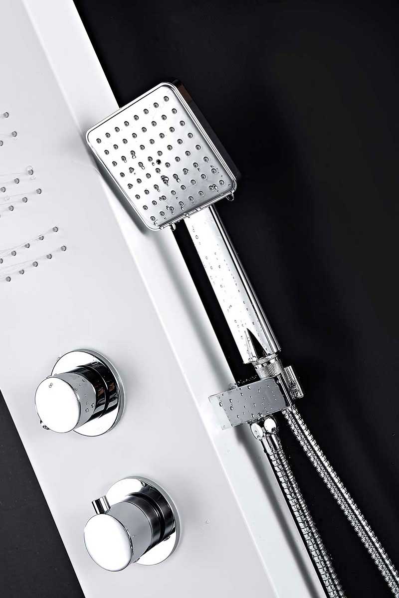 Anzzi ARENA Series 60 in. Full Body Shower Panel System with Heavy Rain Shower and Spray Wand in White 10