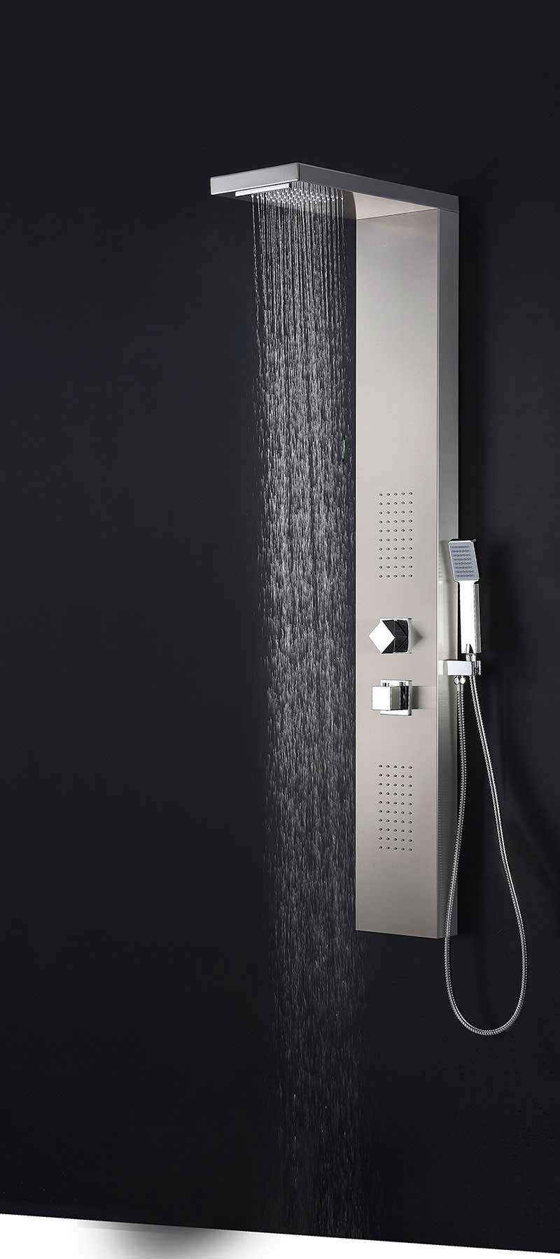 Anzzi EXPANSE Series 64 in. Full Body Shower Panel System with Heavy Rain Shower and Spray Wand in Brushed Steel 3