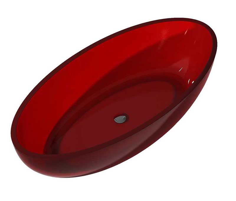 Anzzi Opal 5.6 ft. Man-Made Stone Freestanding Non-Whirlpool Bathtub in Deep Red and Kase Series Faucet in Chrome 2