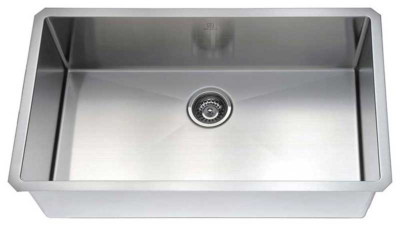 Anzzi VANGUARD Undermount Stainless Steel 32 in. 0-Hole Single Bowl Kitchen Sink with Accent Faucet in Brushed Nickel 12