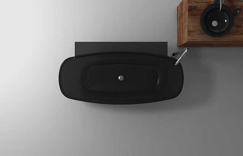 Anzzi Vida 5.2 ft. Man-Made Stone Freestanding Non-Whirlpool Bathtub in Midnight Black and Sol Series Faucet in Chrome 4