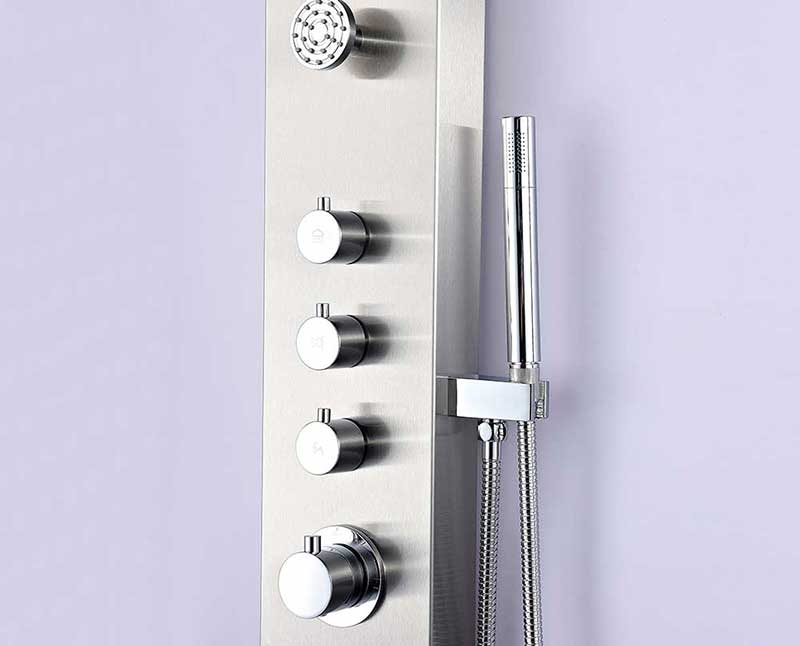 Anzzi STARLET Series 64 in. Full Body Shower Panel System with Heavy Rain Shower and Spray Wand in Brushed Steel 4