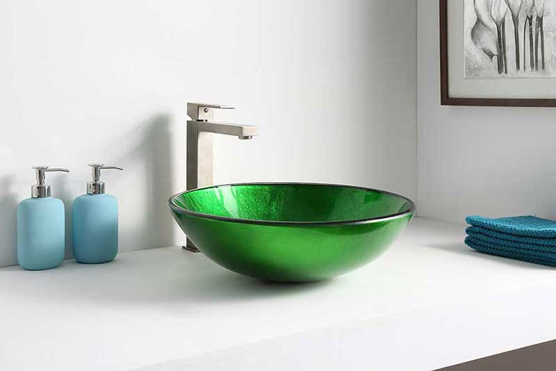 Anzzi Melody Series Deco-Glass Vessel Sink in Lustrous Green Finish 2