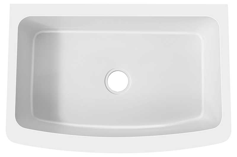Anzzi Mesa Series Farmhouse Solid Surface 33 in. 0-Hole Single Bowl Kitchen Sink with 1 Strainer in Matte White K-AZ272-A1 8