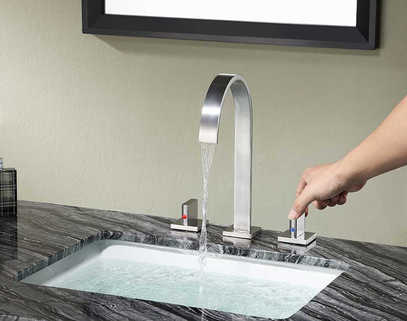 Anzzi Sabre 8 in. Widespread 2-Handle Bathroom Faucet in Brushed Nickel L-AZ183BN 5