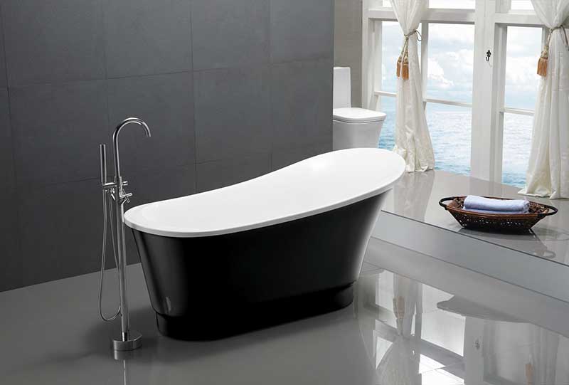Anzzi Prima 67 in. Acrylic Flatbottom Non-Whirlpool Bathtub in Black FT-AZ095BK 2