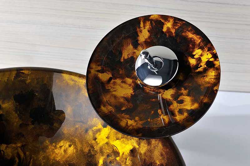 Anzzi Timbre Series Deco-Glass Vessel Sink in Kindled Amber with Matching Chrome Waterfall Faucet 7