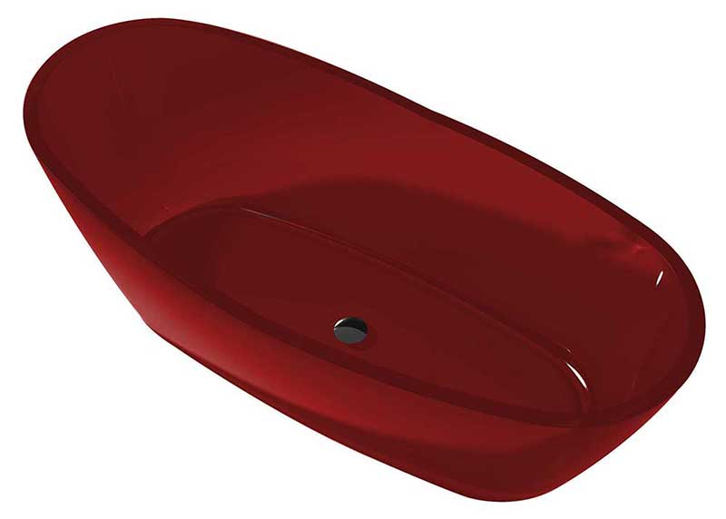 Ember 65 in. One Piece Anzzi Stone Freestanding Bathtub in Translucent Deep Red