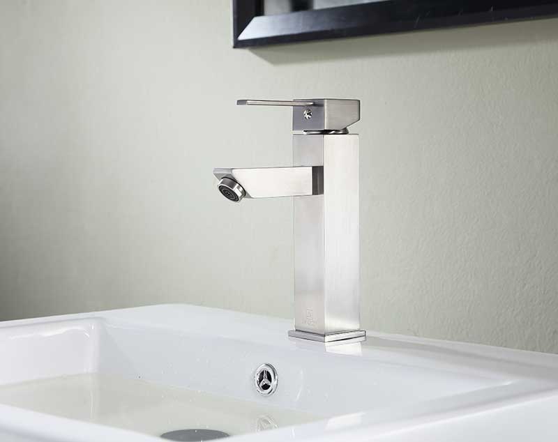 Anzzi Pygmy Single Hole Single Handle Bathroom Faucet in Brushed Nickel L-AZ112BN 2