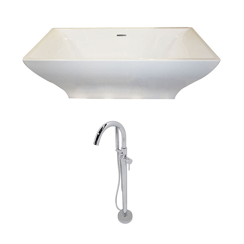 Anzzi Vision 5.9 ft. Acrylic Freestanding Non-Whirlpool Bathtub in White and Kros Series Faucet in Chrome
