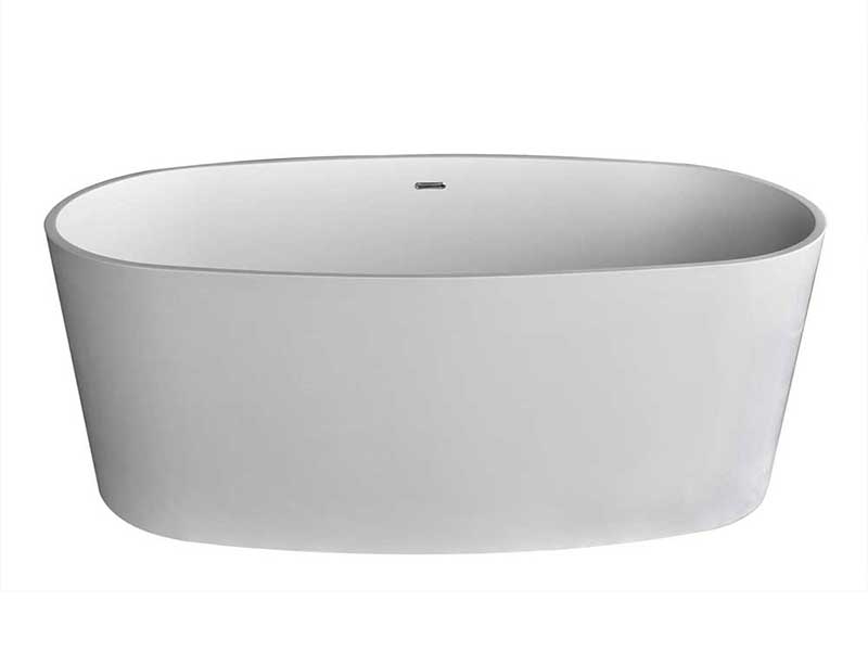 Anzzi Roccia 5.1 ft. Man-Made Stone Freestanding Non-Whirlpool Bathtub in Matte White and Sens Series Faucet in Chrome 4