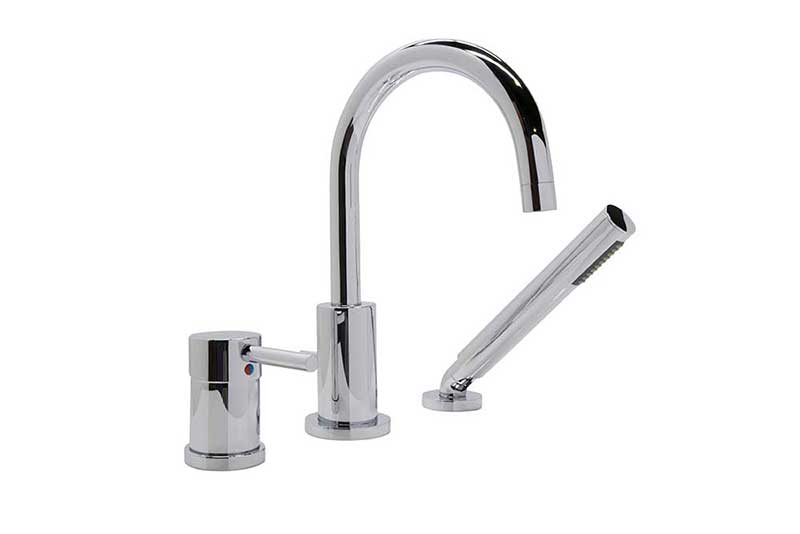 Anzzi Mist Series Single Lever Roman Bathtub Faucet with Shower Wand in Polished Chrome