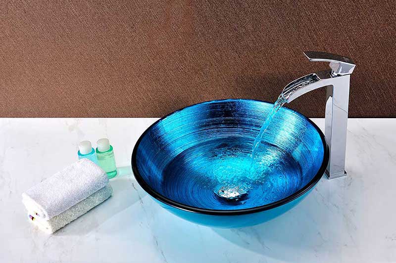 Anzzi Enti Series Deco-Glass Vessel Sink in Lustrous Blue 8