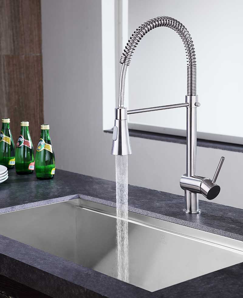 Anzzi Carriage Single Handle Standard Kitchen Faucet in Brushed Nickel KF-AZ211BN 10