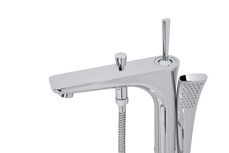 Anzzi Dualita 5.3 ft. Acrylic Freestanding Non-Whirlpool Bathtub in Black and Kase Series Faucet in Chrome 8