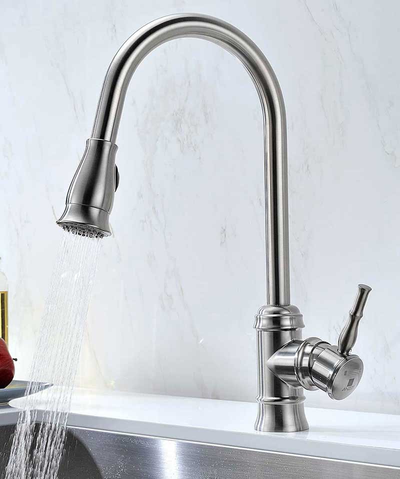 Anzzi VANGUARD Undermount Stainless Steel 23 in. Single Bowl Kitchen Sink and Faucet Set with Sails Faucet in Brushed Nickel 4