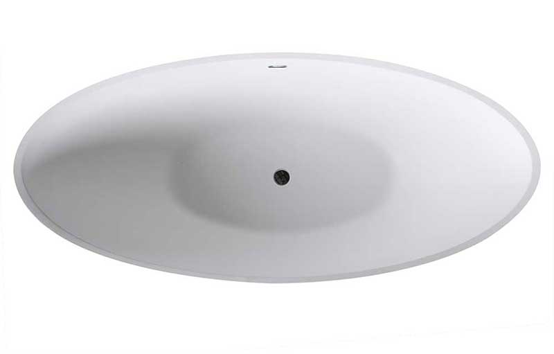 Anzzi Ala 6.2 ft. Man-Made Stone Freestanding Non-Whirlpool Bathtub in Matte White and Sol Series Faucet in Chrome 3