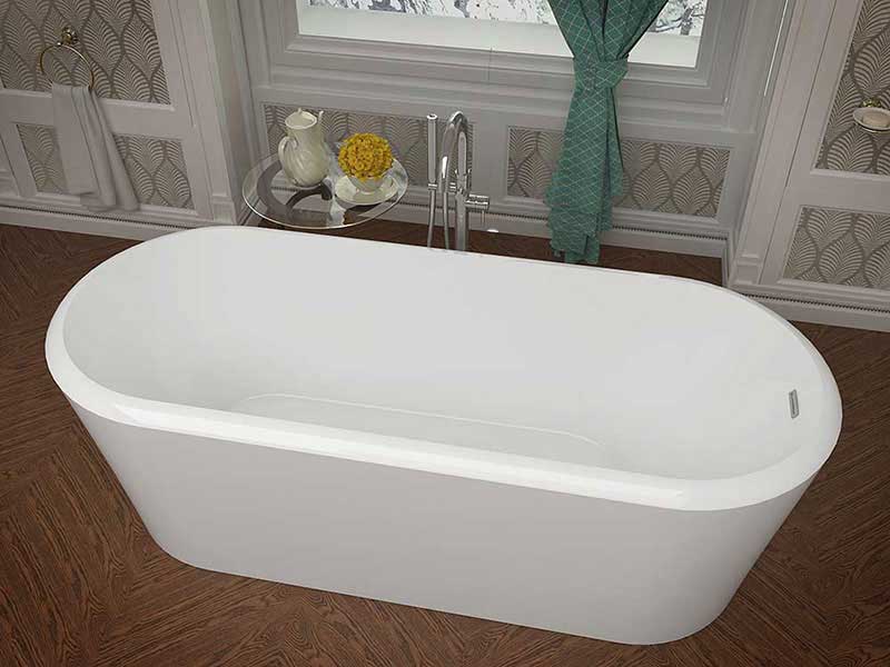 Anzzi Century 66.8 in. One Piece Acrylic Freestanding Bathtub in Glossy White 2