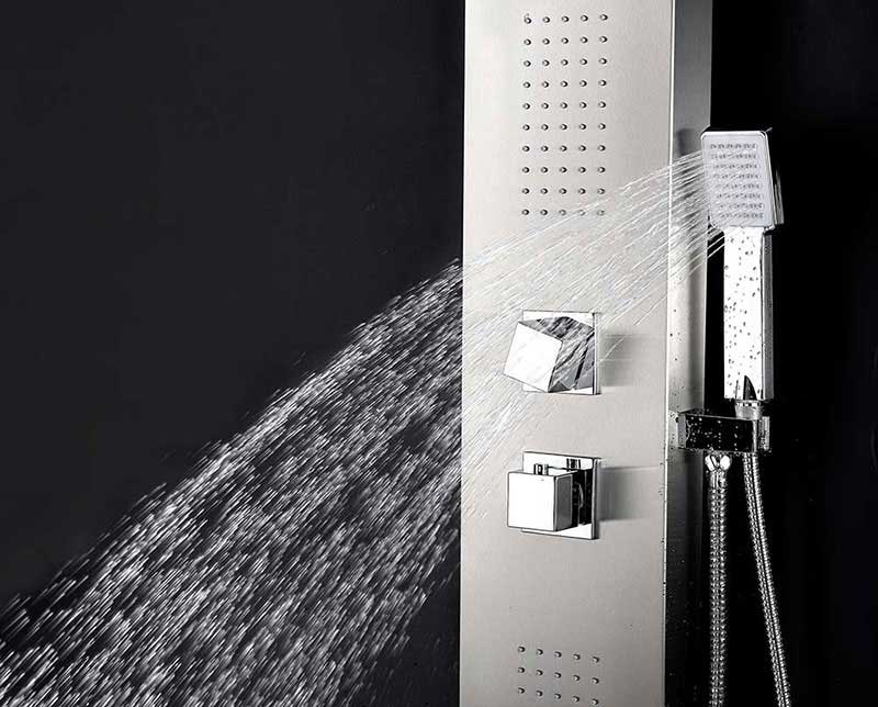 Anzzi EXPANSE Series 64 in. Full Body Shower Panel System with Heavy Rain Shower and Spray Wand in Brushed Steel 6