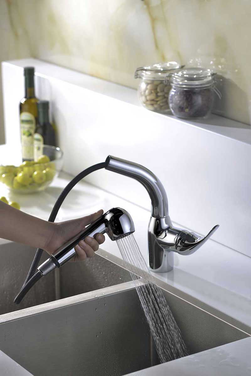 Anzzi Harbour Pull Out Single Handle Kitchen Faucet in Polished Chrome 3