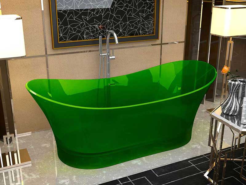 Azul 69 in. One Piece Anzzi Stone Freestanding Bathtub in Translucent Emerald Green  2