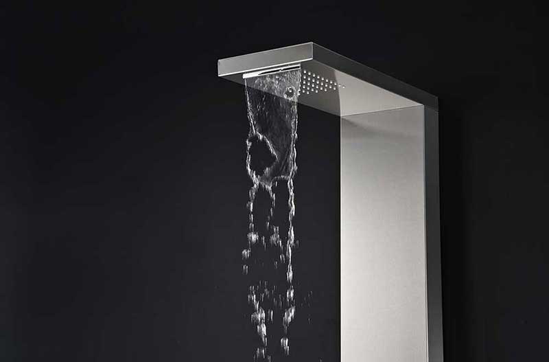 Anzzi EXPANSE Series 64 in. Full Body Shower Panel System with Heavy Rain Shower and Spray Wand in Brushed Steel 5