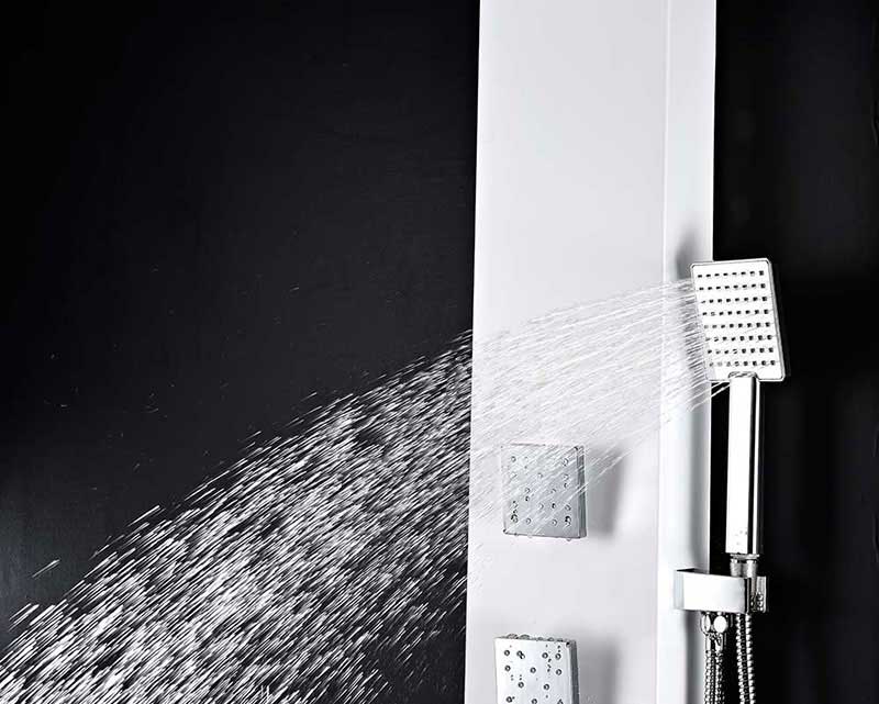 Anzzi VEGA Series 56 in. Full Body Shower Panel System with Heavy Rain Shower and Spray Wand in White 2