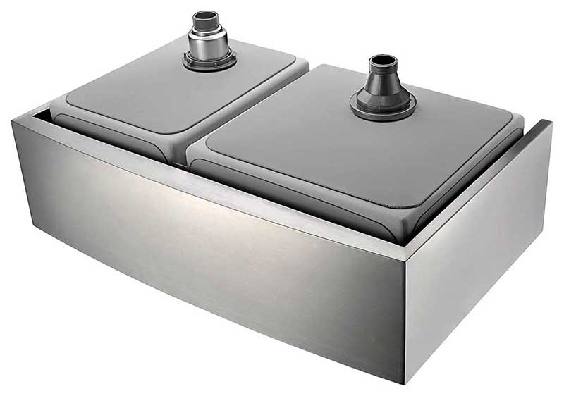Anzzi ELYSIAN Series 36 in. Farm House 60/40 Dual Basin Handmade Stainless Steel Kitchen Sink 18
