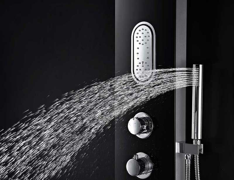 Anzzi LLANO Series 66 in. Full Body Shower Panel System with Heavy Rain Shower and Spray Wand in Black 9