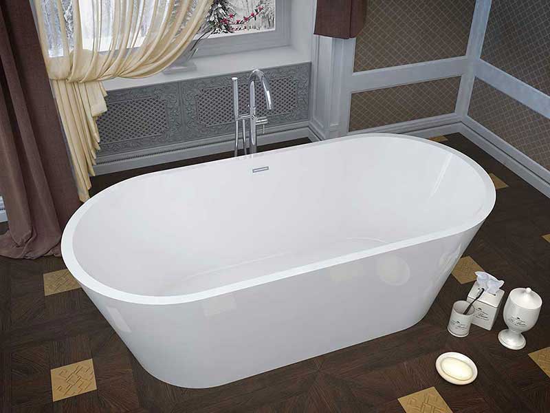 Anzzi Dover 67 in. One Piece Acrylic Freestanding Bathtub in Glossy White 2